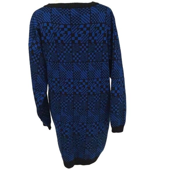 Sweater, Stitch by Stitch Womens Tunic Sweater, size Small, Blue and Black Geome - Picture 3 of 5